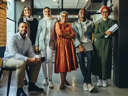 Coworkers taking a group picture