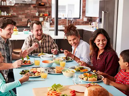 Family enjoying a meal together